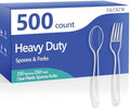 SACATR 500 Count Clear Plastic Silverware Heavy Duty -250 Forks, 250 Spoons by SACATR