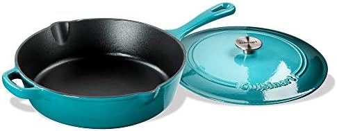 Cuisinart Chef's Classic Enameled Cast Iron Dutch Oven with Lid, Porcelain Enameled Interior, Oven Safe, Induction Compatible, 12-Inch, Chicken Fryer, Teal Gradient - Image 2
