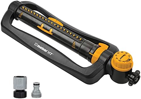 Melnor 65133AMZ XT Turbo Oscillating Sprinkler W/Timer, 4,000 sq. ft., Quick Connect Bundle, 2-Way Adjustable, Black, Yellow by Melnor
