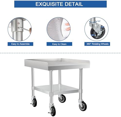 HARDURA Stainless Steel Equipment Stand with Casters 30"X24" - Image 6