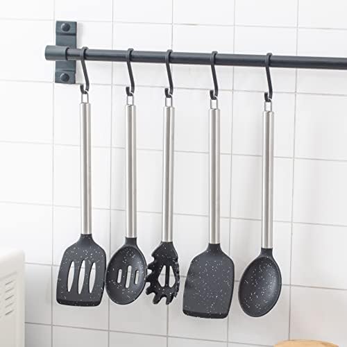 COOK WITH COLOR Silicone Cooking Utensils, Kitchen Utensil Set, Easy to Clean Silicone Kitchen Utensils, Cooking Utensils for Nonstick Cookware, Kitchen Gadgets Set, 5 Pieces, Speckled Black - Image 7