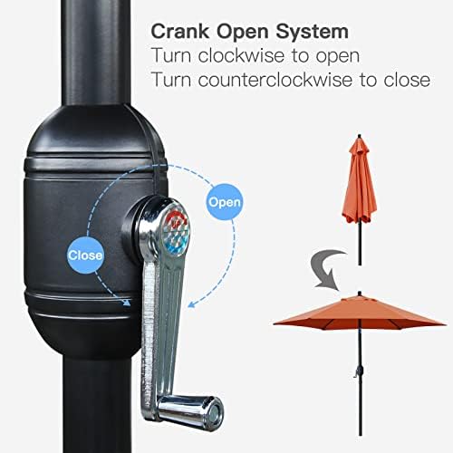 Sunnyglade 7.5' Patio Umbrella Outdoor Table Umbrella Tilt Crank Orange - Image 6