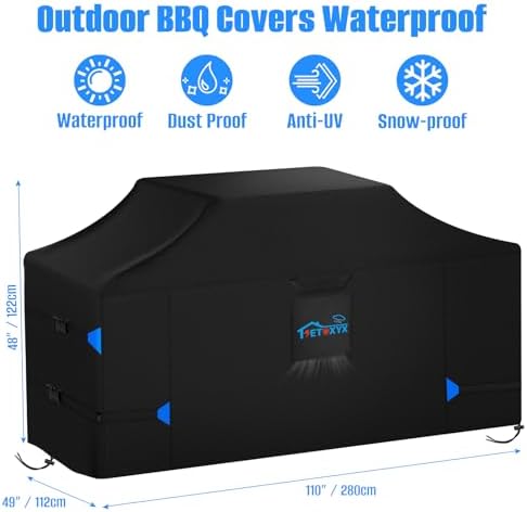 110 Inch Extra Large Island Grill Cover, 420D Grill BBQ Covers - Image 2