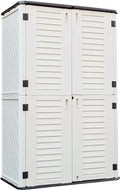 KINYING Outdoor Storage Cabinet Waterproof, Resin Vertical Outdoor Storage Shed for Patio Furniture, Garden Tools, Pool Accessories, Mower Storage (66 Cu.ft, Off White) by KINYING