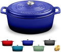 Rossallini Enameled Cast Iron Oval Dutch Oven with Lid, 5 Qt, Indigo Blue by RossalliniSignatureStoneware