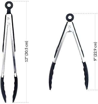 Kitchen Tongs for Cooking with Silicone Tips by Boxiki Kitchen, BPA Free Stainless Steel set of 2 Silicone Tongs for Cooking, Grilling & Toss a Salad, Heat Resistant Grill Tongs for Serving BBQ Food. - Image 6