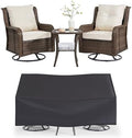 Wumiokio Patio Furniture Sets, 3 Pieces Wicker Outdoor Furniture - 360 Degree Swivel Rocking Chairs and Rattan Side Table for Garden,Porch,Backyard (Brown Wicker/Beige Cushion, 3PCS - Swivel Chairs) by Wumiokio