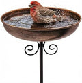 10" Small Metal Bird Bath with Stake, Outdoor Birdbath for Garden by OUISJYER