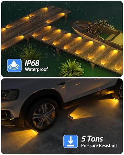 DetarZinLED Solar Step Lights Outdoor IP68 Waterproof 2 Pack Warm White - Image 3