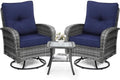 wildformers Luxury Outdoor Swivel Wicker Glider Patio Chairs with Table Set by wildformers