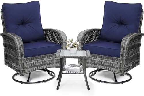 wildformers Luxury Outdoor Swivel Wicker Glider Patio Chairs with Table Set by wildformers