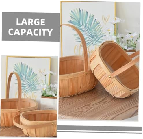 Woven Picnic Basket Set, Large Capacity Fruit Hamper, Handheld Storage Bin - Image 3
