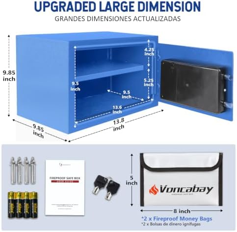 Voncabay Money Safe Box for Home with Digital Keypad, 0.8 Cu. Ft., Blue - Image 2
