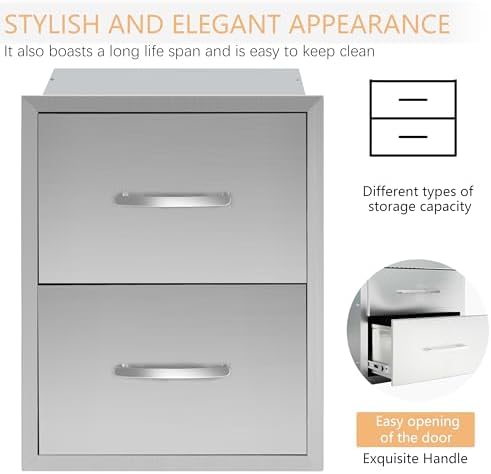 Outdoor Kitchen Double Drawers 18"W x 23"H x 23"D - Image 4