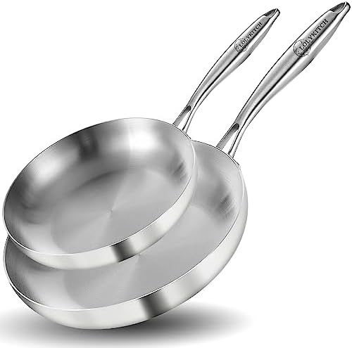 LOLYKITCH 10-12 Inch Frying Pan Set | Tri-Ply Stainless Steel Skillet by LolyKitch
