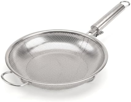 Stainless Steel Grill Pan with Removable Handle, 11.81" Round Perforated BBQ Grill Basket for Seafood, Vegetables & Meat, Outdoor Grilling Pan for Charcoal and Gas Grills, Camping & Backyard Cooking by Unknown