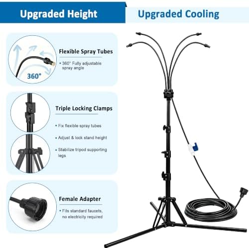Standing Mister for Outside Patio,4-Adjustable Nozzle Portable Water Mister - Image 3