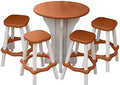 Patio Table Set with Four Barstools - Warm Grey Base with Redwood Accents - Perfect for Patio and Outdoor Spaces. Hardware Free Easy Assembly. Proudly Made in USA by LeisureAccents