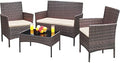 Greesum Patio Furniture 4 Pieces Conversation Sets,Brown and Beige by BuynowfromGreesum