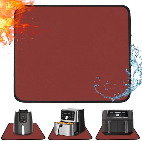 Heat Resistant Mats for Air Fryer on Countertop, 14 x 12in, Red by Amerbro