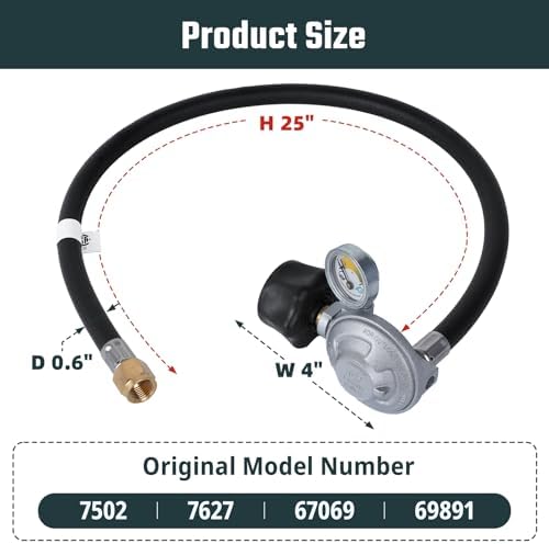 Upgraded 25IN Hose and Regulator Gauge Kit Fits Weber Spirit, Genesis Grill - Image 6