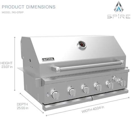 SPIRE 36" Built-in 6 Burner Dual Fuel Grill, All 304 Stainless Steel Body - Image 2