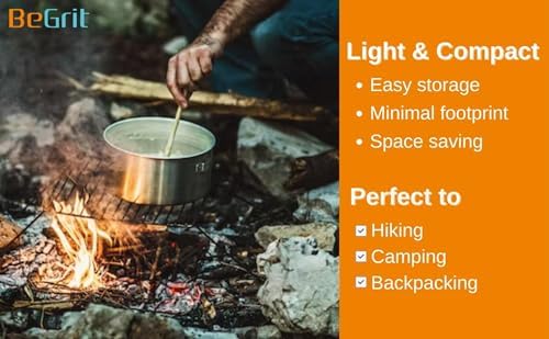 BeGrit Stainless Steel Camping Cookware Pot and Pan Set for Backpacking - Image 5
