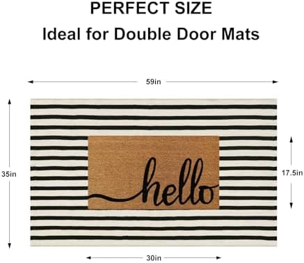 Fall Front Door Mat 3'x5', Cotton Woven Washable Striped Outdoor Rug - Image 2