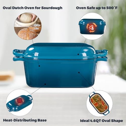 Oval Enameled Cast Iron Dutch Oven for Sourdough Bread Baking - Image 5