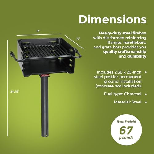 Pilot Rock Charcoal Grill - 360 Swivel Post, 3 Pack - Steel - Image 4