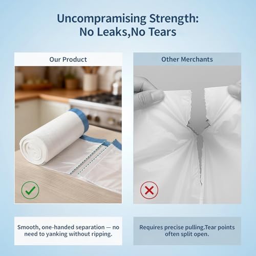 Medium 8 Gallon Trash Bags Drawstring,1.2 Mil,Unscented,240 Count - Image 2