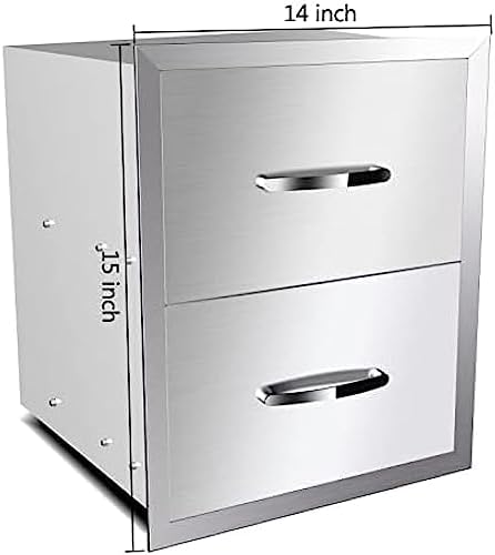 BBQ Outdoor Kitchen Drawers Stainless Steel 3-Drawer Enclosed Built-in Flush Mount for Outdoor Kitchens & Islands, 14Wx23Dx15H - Image 2