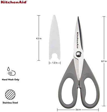 KitchenAid All Purpose Kitchen Shears with Protective Sheath Durable Stainless Steel Scissors, Dishwasher Safe, Soft Grip Comfort Handle, 8.72 Inch, Gray, (Pack of 12) - Image 2