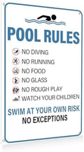 BEASTZHENG Pool Rules Sign Warning Swim At Your Own Risk Retro Metal Tin Sign for Swimming Pool Water Park Beach Decor for Outdoor 8x12 Inches by BEASTZHENG