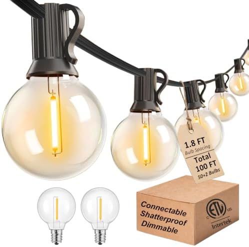 Outdoor String Lights 100FT Wateproof Outside Patio Lighting for Backyard by Lifeisgood