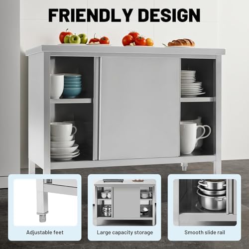 Hally Stainless Steel Cabinet 30"x48" Commercial Heavy Duty Prep Workbench - Image 3