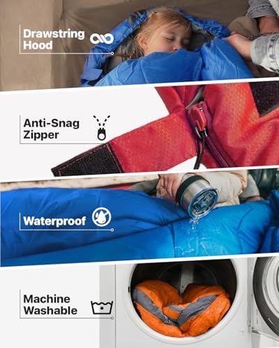 MalloMe Sleeping Bags for Adults Cold Weather & Warm - Backpacking Camping Sleeping Bag for Kids 10-12, Girls, Boys - Lightweight Compact Camping Essentials Gear Accessories Hiking Sleep Must Haves - Image 3