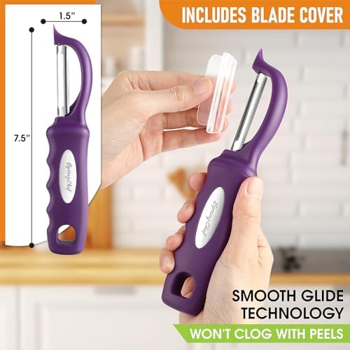 Spring Chef Swivel Potato Peeler with Ergonomic Handle, Purple - Image 4