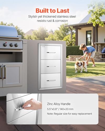 VEVOR Outdoor Kitchen Drawers 16"W x 28.5"H x 20.5"D Stainless Steel - Image 5
