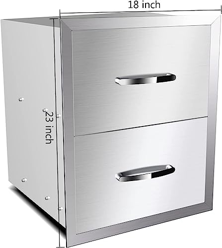 Outdoor Kitchen Drawers, Triple BBQ Drawers Stainless Steel Built-in Drawer For Outdoor Kitchen Island, Patio Grill Station,Double Drawers - Image 2