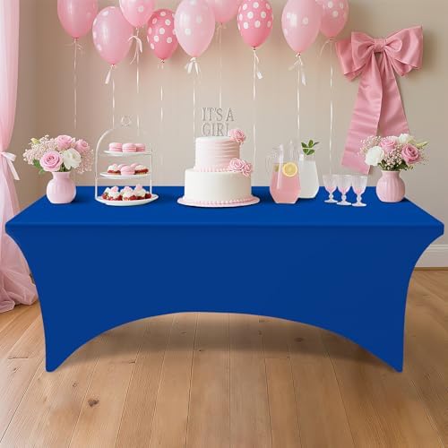 Smiry 5 Pack Spandex Table Cloth 6FT, Elastic Fitted Blue Tablecloth - Image 6