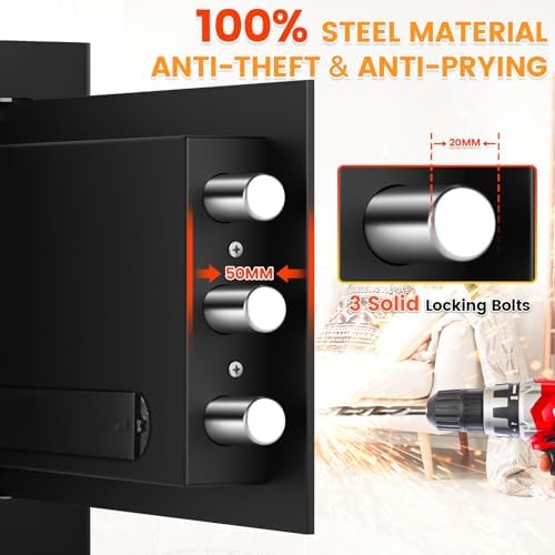 9.84"H Small Safe Box for Money | 1.2 cuft Security Safe with Fireproof Bag - Image 4