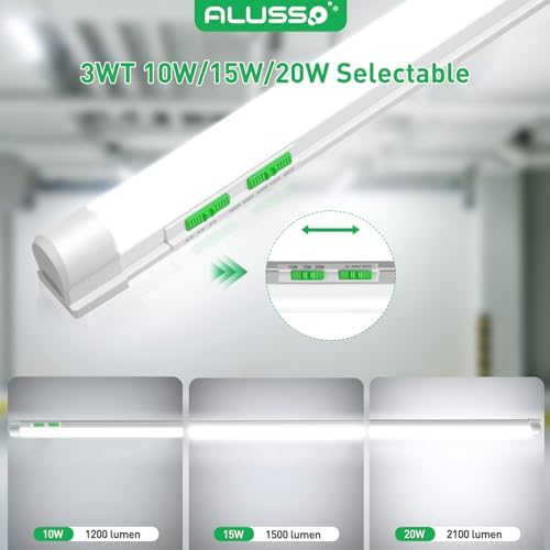 ALUSSO 4FT LED Shop Lights with 5CCT Selectable–2100LM T8 Integrated Fixture, 10 Pack, 2700K-6500K Adjustable Color Temperature, Corded Electric with On/Off Switch for Garage/Workshop - Image 4