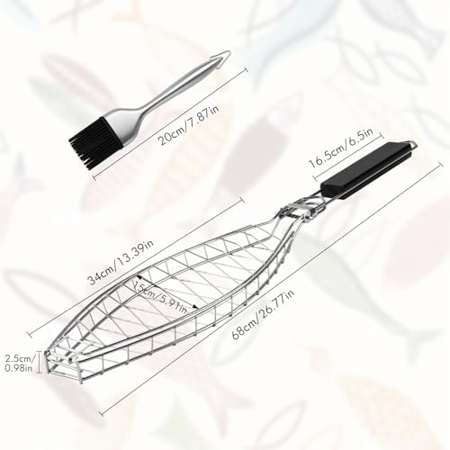 Fish Grill Basket for Grilling, Stainless Steel Basket, Non-Stick Fish Rack - Image 2