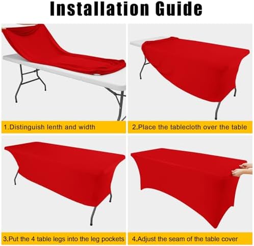 Smiry 2 Pack Spandex Table Cloth 6FT, Elastic Fitted Red Tablecloth - Image 6