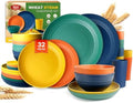 Teivio 32-Piece Plates and Bowls Sets for 8, Wheat Straw Dinnerware Sets by Teivio