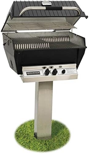 Broilmaster P3-XF Premium Propane Gas Grill On Stainless Steel In-Ground Post by Broil+Master