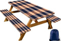 CAPSCEOLL Fitted Picnic Table Cover with Bench Covers 5ft - Autumn Plaid by CAPSCEOLL
