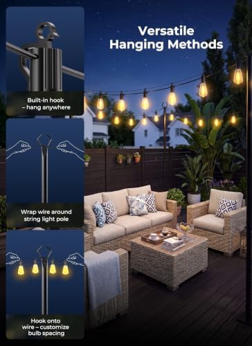 Brightown 52FT Solar String Lights Outdoor Waterproof, Last 30+ Hrs Runtime - Image 2