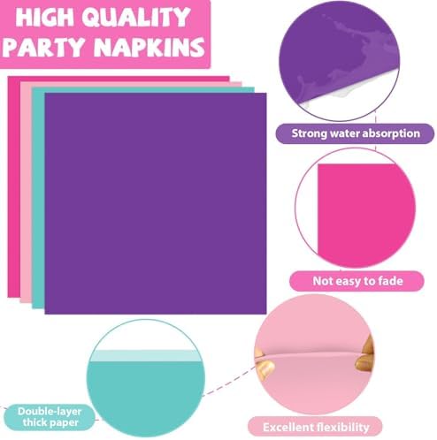 96 PCS Teal Blue Pink Purple Paper Plates and Napkins Birthday Party Supplies Lets Pawty Puppy Tableware Set Colorful Puppy Themed Party Favors Baby Shower - Image 4